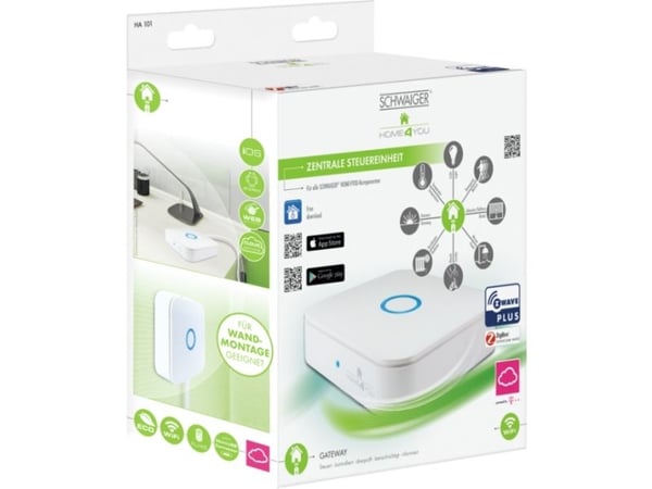 Schwaiger HA102 - Gateway - trådløs, kablet - ZigBee, Wi-Fi, Z-Wave Plus - hvit