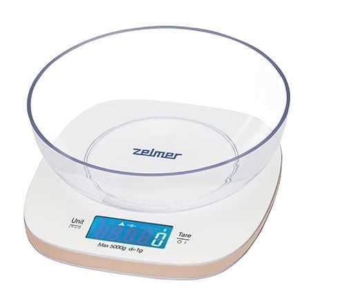 Zelmer ZKS1451, Elektronisk kjøkkenvekt, 5 kg, 1 g, Hvit, Benkeplate, firkant