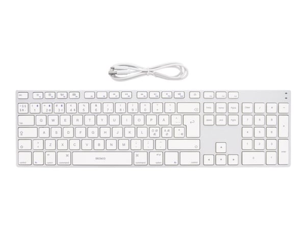 DELTACO TB-402 - Tangentbord - trådlös - Bluetooth 3.0 - hela norden - silver