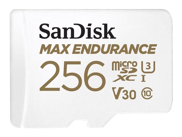 SanDisk Max Endurance - Flashminnekort (microSDXC til SD-adapter inkludert) - 256 GB - Video Class V30 / UHS-I U3 / Class10 - microSDXC UHS-I