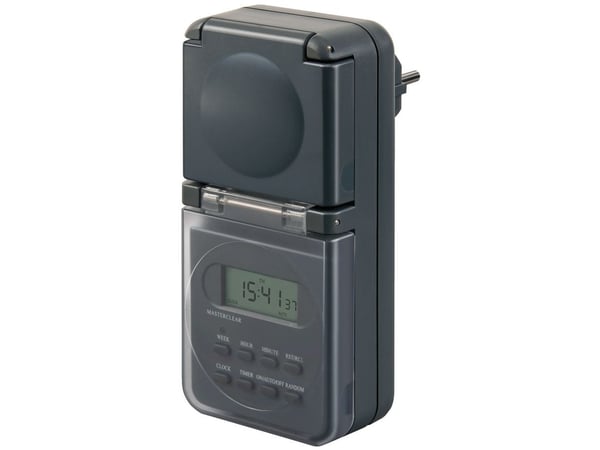 Brennenstuhl 1506706, Viikkoajastin, Harmaa, Digitaalinen, LCD, Painikkeet, IP44