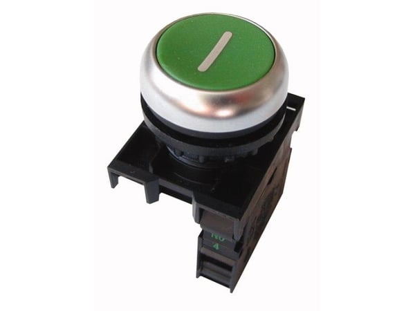 Eaton M22-D-G-X1/K10, Painikekytkin, Musta, Vihreä, IP66, IP67, IP69, -25 - 70 °C