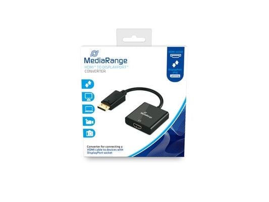 MediaRange - Video adapter - DisplayPort hann til HDMI hunn - 15 cm - svart - passiv omformer