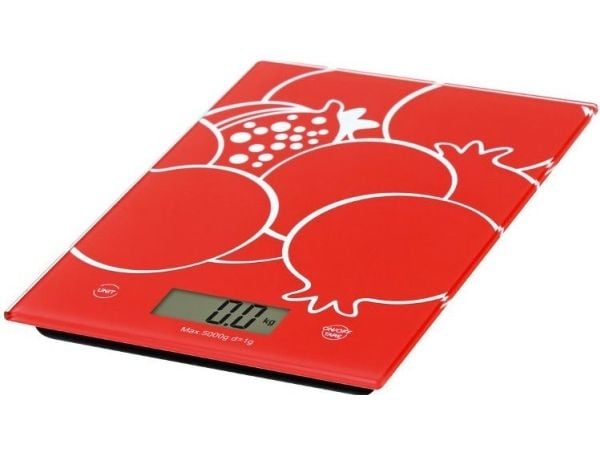 Omega OBSKR, Elektronisk kjøkkenvekt, 5 kg, 1 g, Rød, Herdet glass, Glass