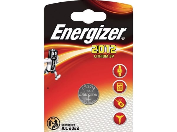 Energizer EN-E300164200, Kertakäyttöinen akku, CR2012, Litium, 1 kpl, Hopea, Ripustettava laatikko
