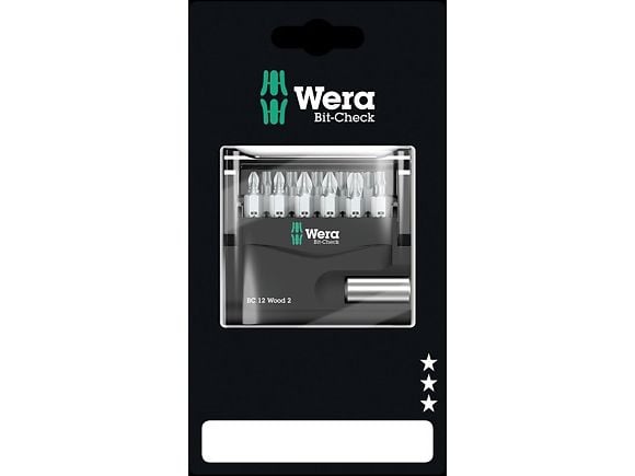 Wera 05136391001, 11 stykker, Phillips,Pozidriv,Torx Plus, PH 2, PZ 1,PZ 2,PZ 3, TX10,TX15,TX20,TX25,TX30,TX40, 2,5 cm