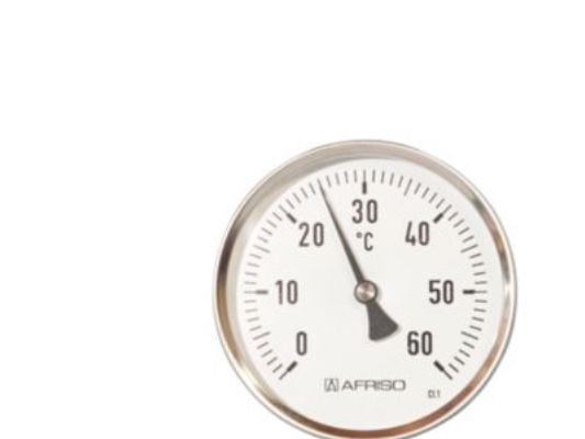 Termometer Ø83x150 mm, 0-120 C - Rust/syrefast udgave, Føler: Ø8 mm bagud, Nøjagtigh.: Kl 1,0