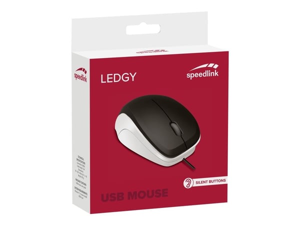 SPEEDLINK LEDGY - Mus - ergonomisk - høyrehendt - optisk - 3 knapper - kablet - USB - svart, hvit
