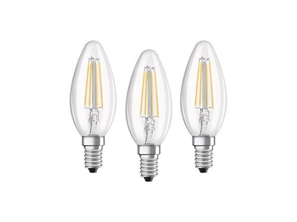 OSRAM - LED-filamentlyspære - form: B35 - klar finish - E14 - 4 W (ekvivalent 40 W) - klasse E - varmt hvitt lys - 2700 K (en pakke 3)