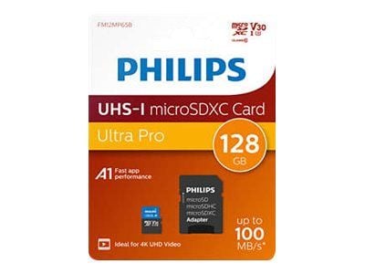 Philips Ultra Pro FM12MP65B - Flashminnekort (SD-adapter inkludert) - 128 GB - A1 / Video Class V30 / UHS-I U3 / Class10 - microSDXC