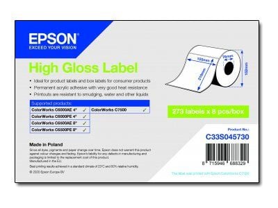 Epson - Høyblank - permanent akryl-adhesiv - 105 x 210 mm 273 etikett(er) (1 rull(er) x 273 stanseskårne etiketter - for ColorWorks CW-C6000Ae, CW-...
