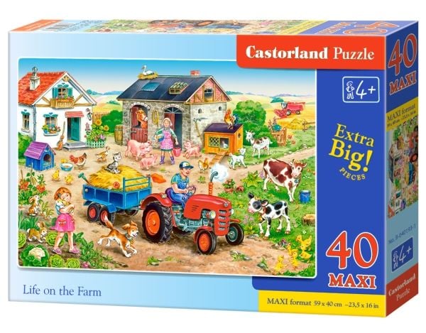 Castorland Life on the Farm 40 MAXI pcs, 40 stykker, Tegneserier, 4 år