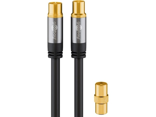 goobay - Antennkabel - IEC-kontakt hona till IEC-kontakt hane - 3 m - sköldad i fyra lager - 135 dB - svart - fast