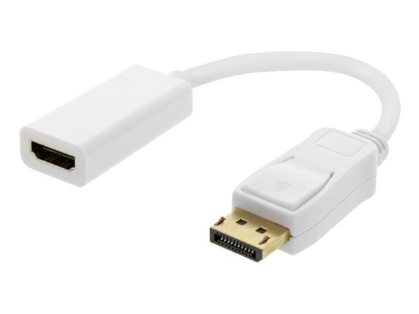 DELTACO DP-HDMI44 - Video adapter - DisplayPort hann til HDMI hunn - 20 cm - hvit - 4K-støtte