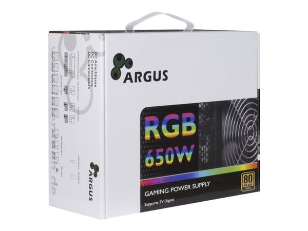 Argus RGB-650W CM II - Strømforsyning (intern) - ATX12V 2.3 - 80 PLUS Gold - AC 100/240 V - 650 Watt - aktiv PFC - sort