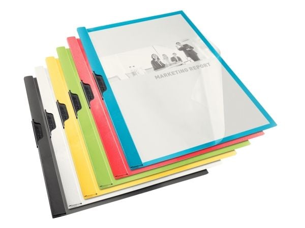 Esselte Vivida - Klipsfil - for A4 (210 x 297 mm) - kapasitet: 25 ark - blå med transparent frontdeksel