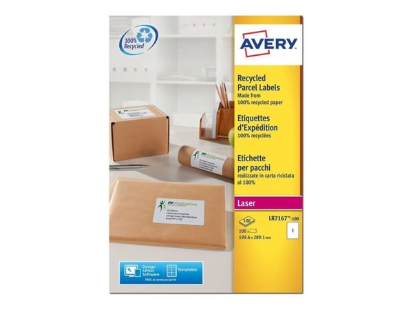 Avery QuickPEEL, Valkoinen, A4, 199,6 mm, 289,1 mm, 100 kpl, 100 arkkia