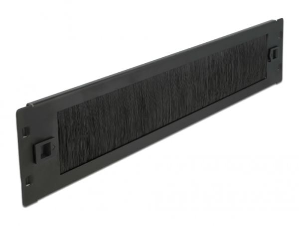 Delock - Panel med rektangulär kabelgenomgång - rackmontering - svart - 2U - 19"