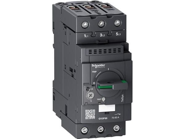 Schneider Electric GV3P80, Motorstartare, Svart, 50/60 hz, -20 - 60 ° C, -40 - 80%, 55 mm