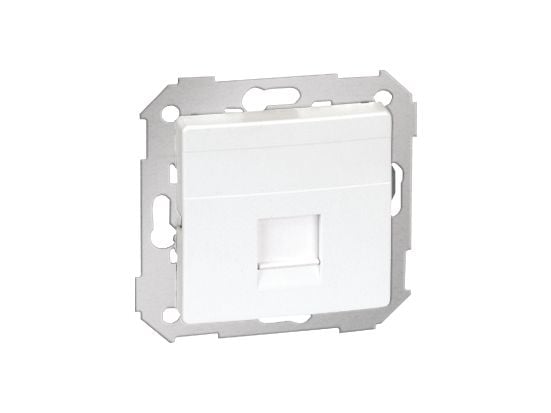Contact-Simon Simon 82 Yhden RJ45-tietokonepistorasian kansi litteä, adapteri ja kansi valkoinen (TSI-82005-30)