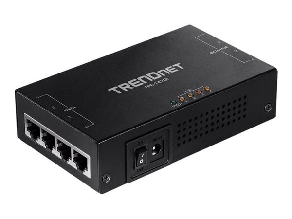 TRENDnet TPE-147GI - Strøminjektor - AC 100-240 V - 65 watt - utgangskontakter: 4 - TAA-samsvar