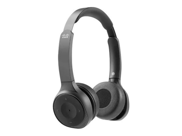 Cisco Headset 730 - Hodesett - on-ear - Bluetooth - trådløs - aktiv støydemping - USB, 3,5 mm jakk - karbon sort