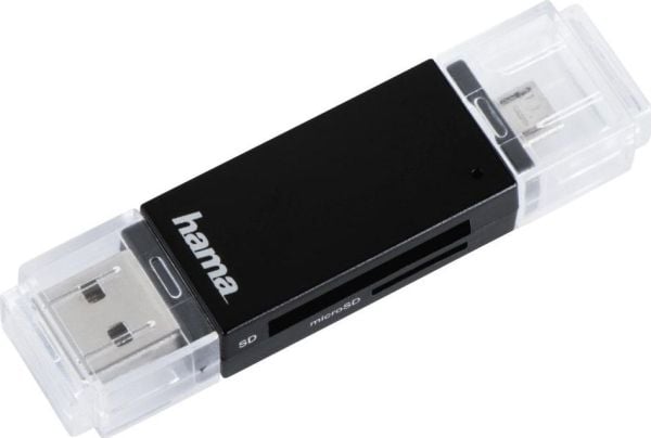 Hama Basic SD/microSD 2W1 USB/microUSB 2.0 kortinlukija musta OTG