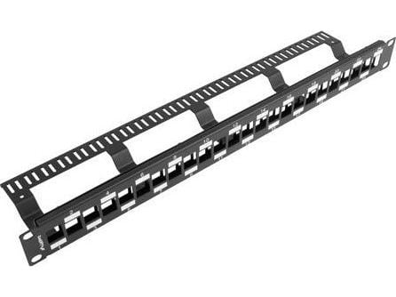 Lanberg PPKS-1224-B - Pluggbord (blankt) - rackmonterbar - svart - 1U - 19" - 24 porter