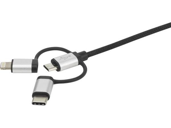 Renkforce RF-3334580, 1,5 m, USB A, Micro-USB B, USB 2.0, Harmaa