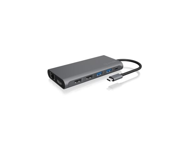 ICY BOX IB-DK4050-CPD - Dokkingstasjon - USB-C - HDMI, DP - 1GbE