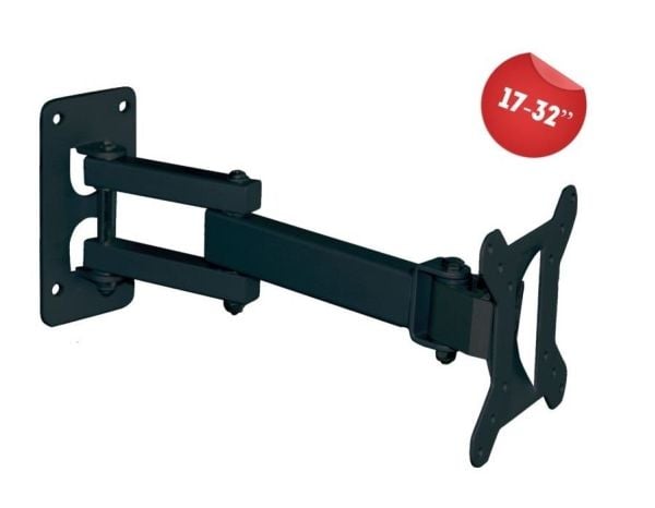 libox LB-200 - Brakett - justerbar dobbelarm i full bevegelse - for LCD-TV - stål - svart - skjermstørrelse: 17"-32" - monteringsgrensesnitt: innti...