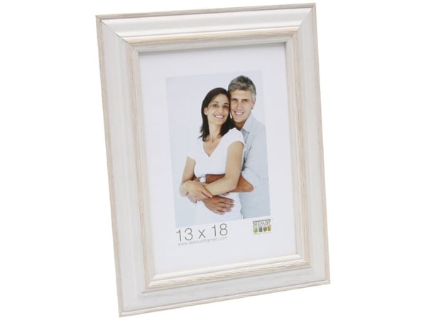 Deknudt S221H1, Enkel bilderamme, Tre, Beige, Hvit, 13 x 18 cm, Rektangulær, 180 mm