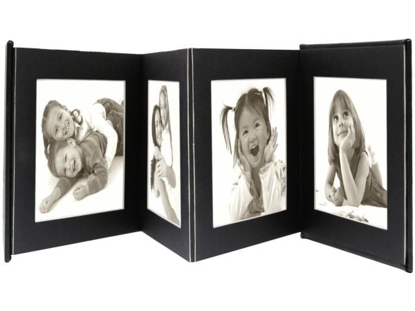 Deknudt Leporello, Sort, 8 ark, 15 x 20 cm, 195 mm, 245 mm, 2 cm