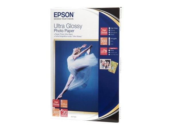 Epson Ultra Glossy Photo Paper - Blank - 100 x 150 mm 20 ark fotopapir - for EcoTank ET-1810, 2810, 2811, 2814, 2815, 2820, 2825, 2826, 2850, 2851,...