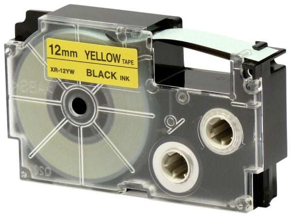 Casio XR-12YW - Selv-adhesiv - svart på gult - Rull (1,2 cm x 8 m) 1 kassett(er) merketape - for KL 170, 60, 60SR, 780