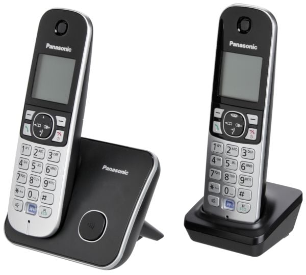 Panasonic KX-TG6812 - Trådløs telefon med opkalds-ID - DECT\GAP - sort + ekstra telefonrør - Engelsk brugervejledning