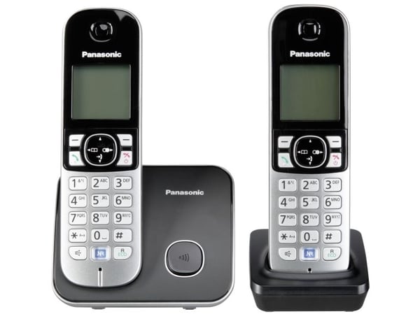 Panasonic KX-TG6812 - Trådløs telefon med opkalds-ID - DECT\GAP - sort + ekstra telefonrør - Engelsk brugervejledning