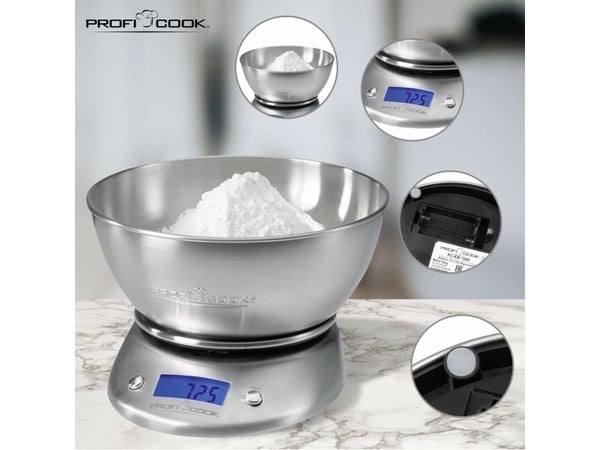 ProfiCook PC-KW 1040 - Kjøkkenvekt - 2 liter - rustfritt stål / svart