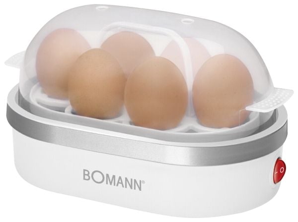 Bomann EK 5022 CB, 6 munaa, Hopea, Läpinäkyvä, Valkoinen, 400 W, 230 V, 50 Hz, 220 mm