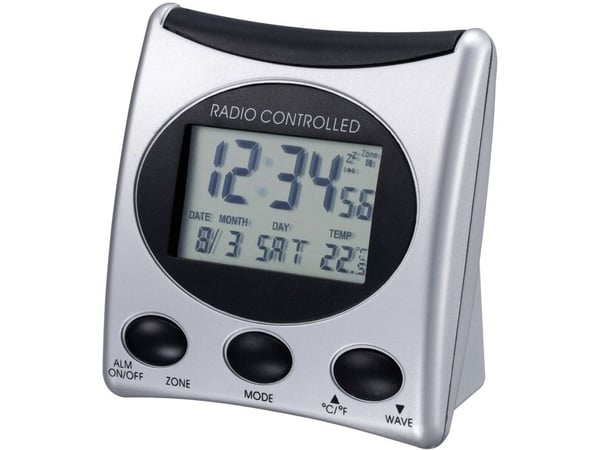 Technoline WT 221, Digital vekkerklokke, Sølv, 12/24h, F, °C, Universell, LCD