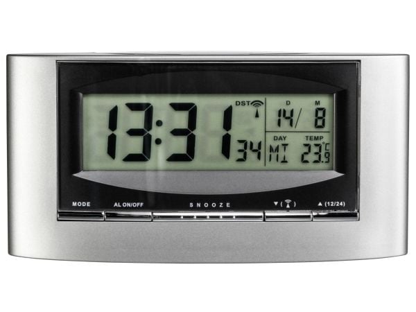 TFA-Dostmann 98.1071, Digitaalinen herätyskello, Musta, Hopea, 12/24t, 0 - 50 °C, F, °C, LCD
