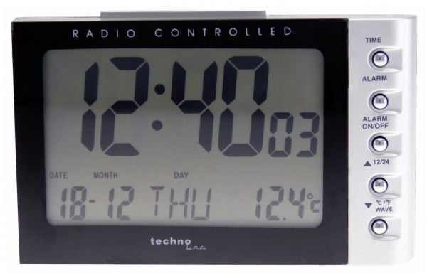 Technoline WT 188, Digital vekkerklokke, Svart, Sølv, 12/24h, °C, LCD, Batteri