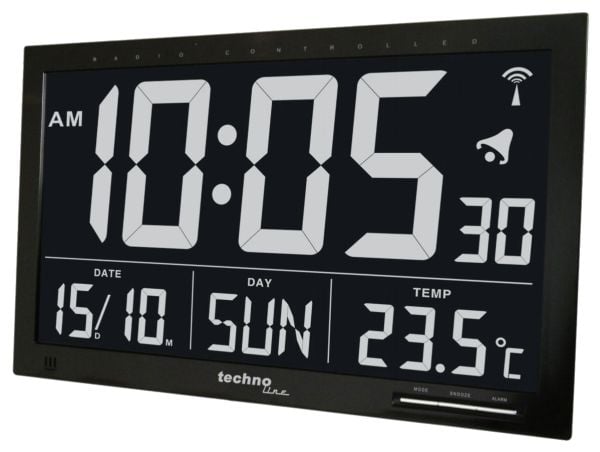 Technoline WS8007, Digital vekkerklokke, Svart, LCD, AA, 368 mm, 228 mm