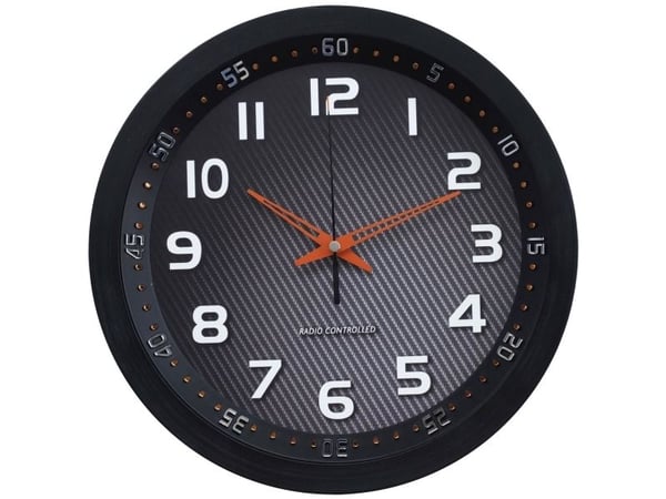 Technoline WT 8972, Seinä, Radio-ohjattava kello, Pyöreä, Musta, Analoginen, 30 cm