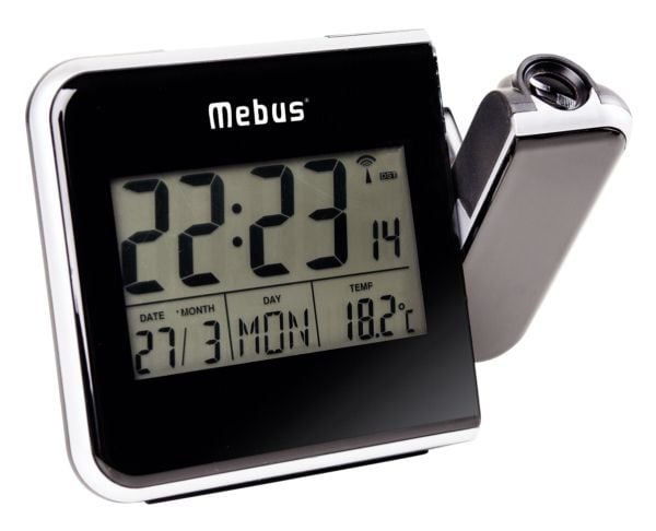Mebus 42425, Digital väckarklocka, Rektangel, Svart, Grå, 12/24h, F, °C, Tid