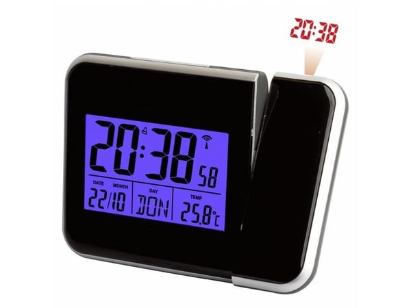 Mebus 42425, Digital väckarklocka, Rektangel, Svart, Grå, 12/24h, F, °C, Tid