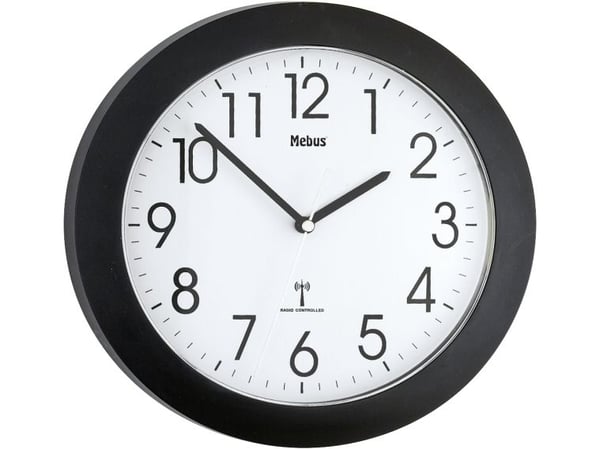 Mebus 52450, Vegg, Digital clock, Rund, Sort, Plast, Moderne