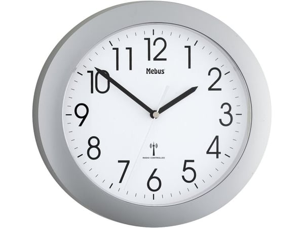 Mebus 52451, Vegg, Digital clock, Rund, Hvit, Plast, Batteri
