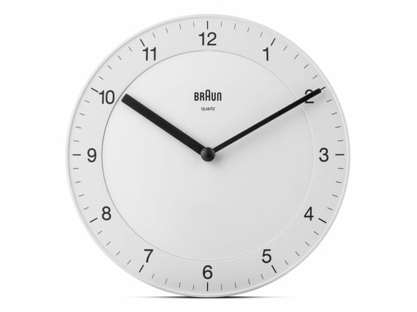 Braun BC06W, Vegg, Kvartsklokke, Rund, Hvit, Voksne, AA