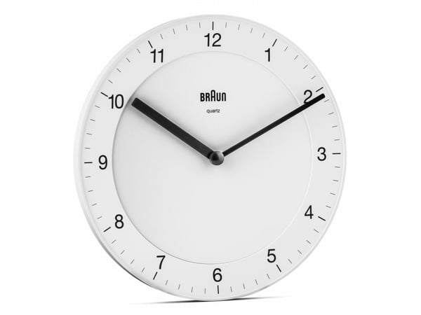 Braun BC06W, Vegg, Kvartsklokke, Rund, Hvit, Voksne, AA